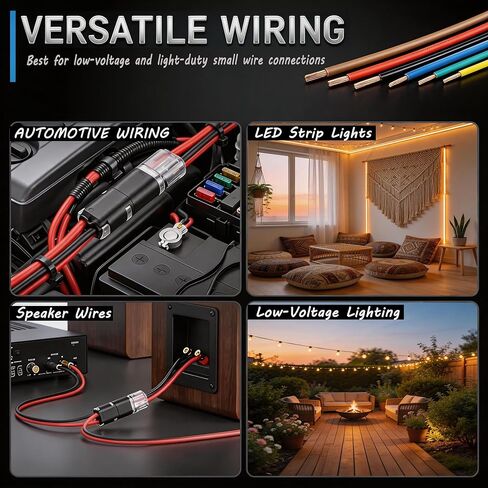 50Pcs Quick Connect Wire Connectors – Double Wire Plug in with Locking Buckle, Flame Retardant Wire Connectors for Strip Lights DIY Crafting, Low-Voltage Decor, Model Kits, 9A 300V, 18-22 AWG in Saudi Arabia
