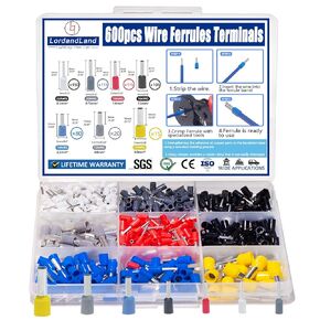 UL Listed 600pcs Wire Ferrules Terminals Kit AWG 22-10 Crimp Copper Ferrules Terminals Wiring Electrical Connector Nylon Insulated Pin Cord End Terminal for Electric, Industrial,etc. in Kuwait