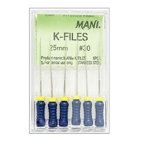 Mani MK2530 K-Files Endodontic Files 25mm #30 Stainless Steel 6/Bx in Kuwait