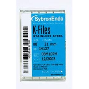 Kerr Dental 06003 SybronEndo ملفات K اللبية من الفولاذ المقاوم للصدأ، 21 مم #10، 6 ملفات/صندوق، قوي ومتين لإجراءات قناة الجذر in Kuwait