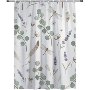 ستارة حمام بزخارف الأوكالبتوس مع خطافات، ستارة دش صيفية أنيقة مقاومة للماء، ستائر دش ممتعة للعطلات من القماش قابلة للغسل لديكور الحمام في حوض الاستحمام مقاس 60 × 72 بوصة in Kuwait