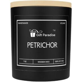 Gift Paradise® After Rain Candle (Petrichor) – 7 oz Soy Wax Candle with Wooden Wick, Fresh Earthy Rain Scent, Long Lasting Burn, Calming Nature Aroma, Luxury Glass Jar Gift for Home & Office in Saudi Arabia