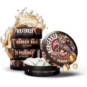 Berserker Focus Pouches - Glacier Mint - Caffeine Infused - 100mg Per Pouch - Nootropic Enhanced - 5 Pack - Tobacco & Nicotine Free - Energy Drink Replacement in Kuwait
