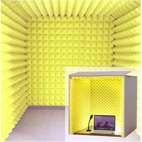 Sound Proof Foam, Soundproof Box, Sound Dampening, Recording Studio, Acoustic Foam, Portable Vocal Booth, for Sound, conferences, and broadcasts Recording Sound Absorbing Mate,Yellow in Kuwait