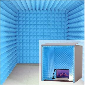 Sound Proof Foam, Soundproof Box, Sound Dampening, Recording Studio, Acoustic Foam, Portable Vocal Booth, for Sound, conferences, and broadcasts Recording Sound Absorbing Mate,Blue in Kuwait