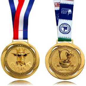 Goat Medal + Toilet Seat Last Place Medal – 3.34 Inch Funny Champion & Loser Awards for Sports, Fantasy Football, Parties, Games & Office Competitions in Kuwait