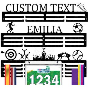 حامل ميدالية شخصي مع رف عرض الاسم لأشرطة الجوائز - شماعة لويحات سباق رياضية معدنية مخصصة للتركيب على الحائط تصمد حتى 63 ميدالية عرض للرياضيين الصبي والبنات والأطفال in Kuwait