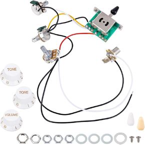 Banworks Electric Guitar Wiring Harness Kit 2 Tone 1 Volume Prewired 5-Way Blade Switch 500K 2T1V Mini Pots with 6.35mm Output Jack for Fender/Squier Stratocaster Strat ST Electric Guitars JT/DLZC-02 in Kuwait
