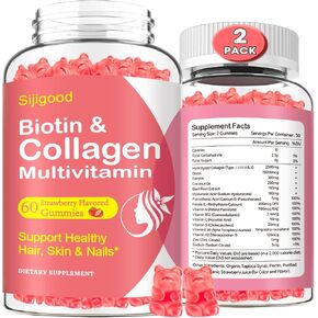 2 Pack Multi Collagen Peptides Gummies for Women & Men, Ultra Hydrolyzed Protein Type I II III V X with Biotin, Hyaluronic Acid & Vitamin C D K2 B12 A E for Skin Hair Nails, Bone, Sugar Free 120Cts in Kuwait