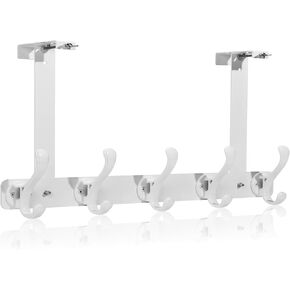 المثابرة على خطافات الباب مع تصميم القفل التلقائي، رف معطف متعدد الوظائف مقاوم للصدأ، حامل مناشف الحمام، منظم تعليق الباب موفر للمساحة مع 5 خطافات للملابس والمناشف (أبيض) in Kuwait