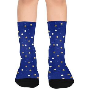 جوارب المشي لمسافات طويلة بطبعة نقاط سماوية زرقاء - جوارب شتوية حرارية سميكة دافئة للأولاد والبنات للمدرسة، والارتداء اليومي والأنشطة الخارجية in Kuwait