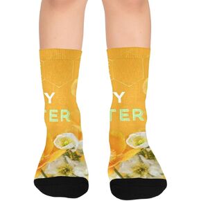 جوارب المشي لمسافات طويلة باللون الأصفر على شكل بيضة عيد الفصح من الخشخاش - جوارب شتوية حرارية سميكة دافئة للأولاد والبنات للمدرسة، والارتداء اليومي والأنشطة الخارجية in Kuwait