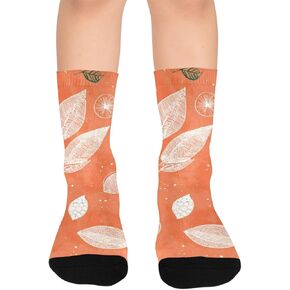 جوارب المشي لمسافات طويلة بزخارف أوراق الشجر - جوارب شتوية حرارية سميكة دافئة للأولاد والبنات الصغار للمدرسة، والارتداء اليومي والأنشطة الخارجية in Kuwait