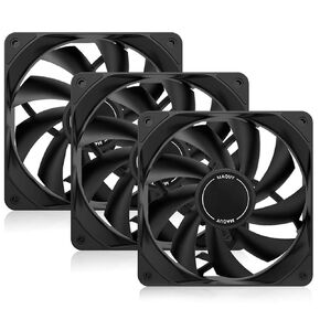 3 عبوات من مراوح علبة الكمبيوتر السوداء مقاس 120 مم، مراوح تبريد هواء عالية الأداء منخفضة الضوضاء 4 دبابيس 1200 دورة في الدقيقة مع 8 مخمدات مضادة للاهتزاز in Kuwait