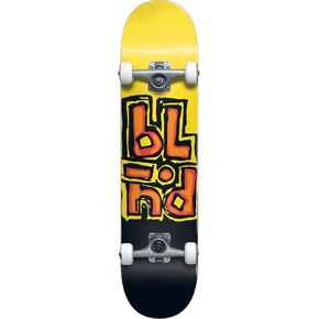 Blind Skateboards OG Stacked Black/Yellow Mid Complete Skateboards First Push w/Soft Wheels - 7.5" x 31.1" in Kuwait