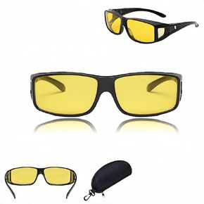 Night Driving Glasses for Men and Women, Polarized HD Yellow Lens Anti-Glare Eyewear with Storage Case, Wraparound Design for Driving, Cycling, Fishing in Kuwait