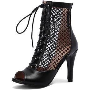 Sexy Leather Boots for Latin Dance Shoes Peep Toe Mesh Shoes for Heel Dance in Saudi Arabia