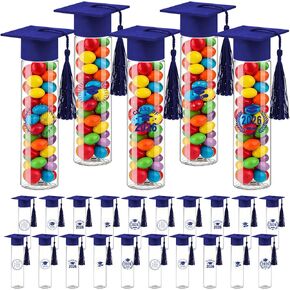25 Pcs Graduation Candy Tubes 2026 Graduation Party Favors, Graduation Candy Jars Plastic Container with Tassels and Stickers for DIY Grad Table Party Supplies (Black) in Saudi Arabia