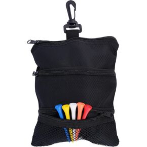 Golf Tee Bag Pouch Holder with 3 Zippered Pockets for Valuables and Golf Ball Accessories in Kuwait