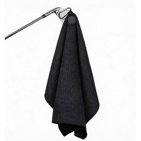 Magnetic Golf Towel with N52 Magnet – 60+ lbs Pull, Rubber Cover & Carabiner – Oversized 24"x16" – Lint-Free & Non-Abrasive Microfiber – Securely Attaches to Golf Carts or Clubs – Black in Saudi Arabia