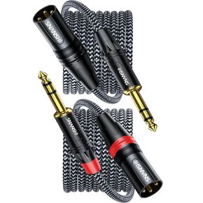 SNANSHI 2-Pack 1/4 إلى XLR كابل ذكر 6.6 قدم - كابل شاشة استوديو متوازن 6.35 مم TRS إلى XLR ذكر 22 AWG لواجهة الصوت، خلاط، مكبر صوت يعمل بالطاقة (ليس للميكروفون) in Kuwait