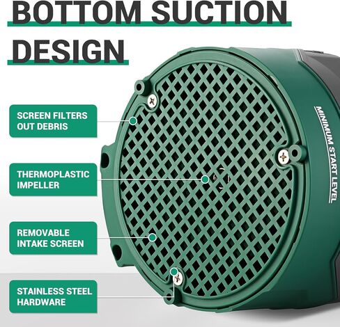 Electric Submersible Water Pump: Tlgsmust 1/3 HP Utility Pump, 2450GPH Thermoplastic Electric Portable Water Pump High Flow Water Removal for Swimming Pool Basement Flood Garden Pond Draining, Green in Saudi Arabia
