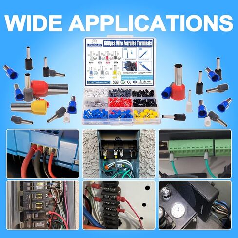 UL Listed 600pcs Wire Ferrules Terminals Kit AWG 22-10 Crimp Copper Ferrules Terminals Wiring Electrical Connector Nylon Insulated Pin Cord End Terminal for Electric, Industrial,etc. in Kuwait