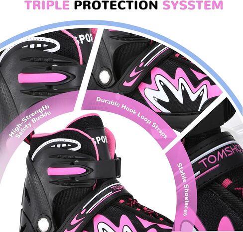 TOMSHOO Adjustable Inline Skates for Kids Outdoor Roller Skates with Full Light Up Wheels Roller Blades for Girls and Boys Birthday Gift in Saudi Arabia