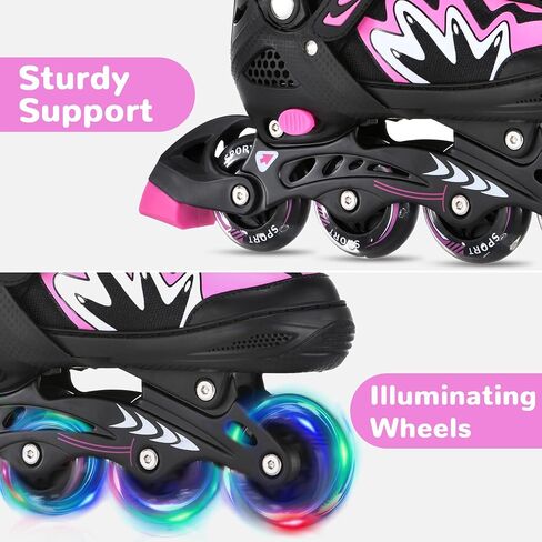 TOMSHOO Adjustable Inline Skates for Kids Outdoor Roller Skates with Full Light Up Wheels Roller Blades for Girls and Boys Birthday Gift in Saudi Arabia