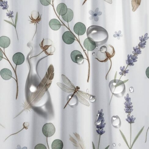 ستارة حمام بزخارف الأوكالبتوس مع خطافات، ستارة دش صيفية أنيقة مقاومة للماء، ستائر دش ممتعة للعطلات من القماش قابلة للغسل لديكور الحمام في حوض الاستحمام مقاس 60 × 72 بوصة in Kuwait