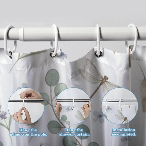 ستارة حمام بزخارف الأوكالبتوس مع خطافات، ستارة دش صيفية أنيقة مقاومة للماء، ستائر دش ممتعة للعطلات من القماش قابلة للغسل لديكور الحمام في حوض الاستحمام مقاس 60 × 72 بوصة in Kuwait