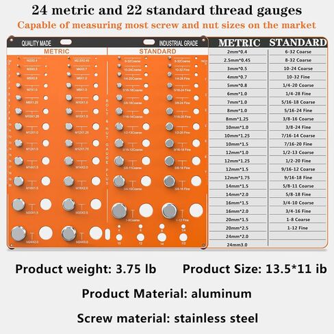 54 Nut Thread Gauges Checker Standard and Metric Checker Used A Standard Gauge to Set Pitch and Thread for The Chaser Thread Gauge with 22 Standard and 24 Metric Bolt and 8 Drill Bit Gauge in Saudi Arabia