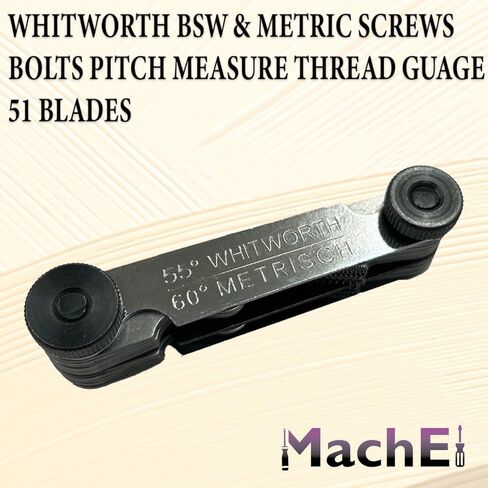 MachEl's British Whitworth BSW ومسامير مترية، قياس خيط قياس الخيط، يضم 51 شفرة in Saudi Arabia