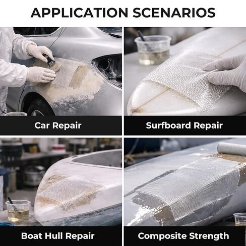 قماش من الألياف الزجاجية، 6 أوقية 50 قدم مربع من نسيج عادي من الزجاج الإلكتروني، 50 بوصة × 3.3 ياردة قماش للقوارب، طائرة RC، السيارات، لوح ركوب الأمواج، إصلاح الحوض والمسبح in Kuwait