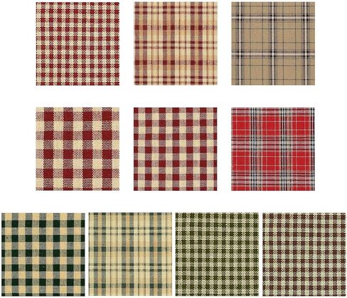 Fanfanwin 60 Pcs 10 x 10 Inch Vintage Christmas Quilting Fabric Plaid Homespun Cotton Fabric Jelly Squares Lattice Rustic Precut Santa Claus Quilting Strips for Xmas Craft Sewing DIY in Saudi Arabia