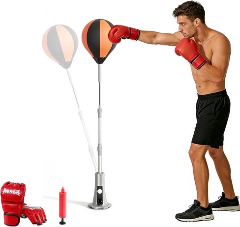 Punching Bag with Stand, Fast Bounceback Reflex Boxing Bag for Adults, Height Adjustable Speed Bag for Training, Improve Reflexes & Stamina, Home Fitness Equipment in Saudi Arabia