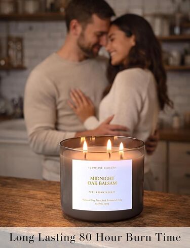 Midnight Oak Balsam 3-Wick Scented Candle | Balsam & Cedar Forest Aromatherapy Candle for Home | 15.8 oz Large Calming Soy Candle | Clean Burn, Long Lasting | Gift for Men & Women in Saudi Arabia