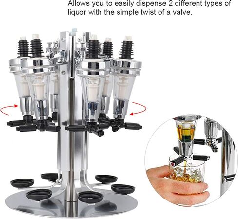 6-Bottle Rotating Liquor Dispenser for Home Bar - Wall Mounted Alcohol Dispenser Station, Bar Accessories in Saudi Arabia