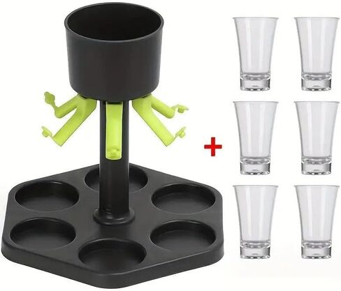 6 Shot Glass Dispenser & Holder, 1 Set Multifunctional Shot Dispenser with 6 Glasses, Cocktail for Outdoor Party & Bar in Saudi Arabia
