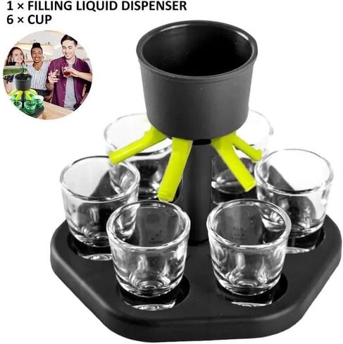 6 Shot Glass Dispenser & Holder, 1 Set Multifunctional Shot Dispenser with 6 Glasses, Cocktail for Outdoor Party & Bar in Saudi Arabia