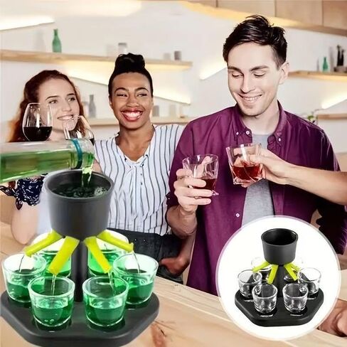 6 Shot Glass Dispenser & Holder, 1 Set Multifunctional Shot Dispenser with 6 Glasses, Cocktail for Outdoor Party & Bar in Saudi Arabia