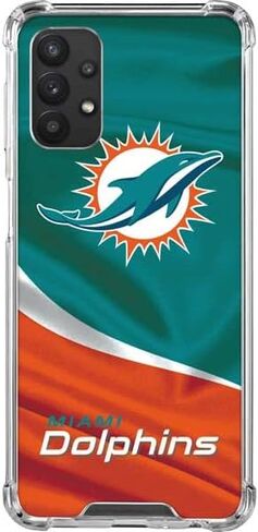 Skinit Clear Phone Case Compatible with Galaxy A32 5G - Officially Licensed NFL Miami Dolphins Design in Saudi Arabia