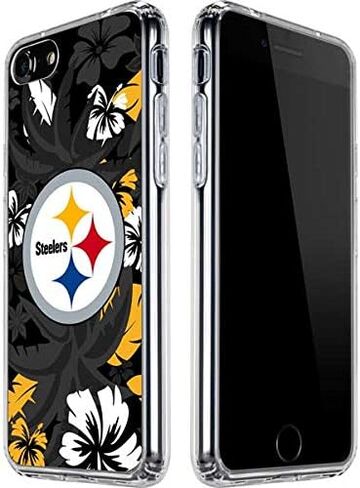 Skinit Clear Phone Case Compatible with iPhone SE (2nd & 3rd Gen) - Officially Licensed NFL Pittsburgh Steelers Tropical Print Design in Saudi Arabia