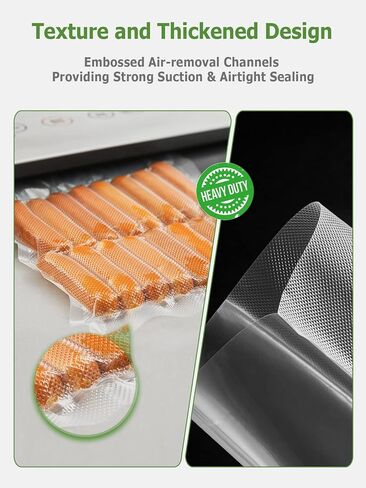 أكياس مانعة للتسرب من Gasbye، بكرات أكياس بطول 200 قدم مع 8 بوصات × 50 بوصة (كرتان) و11 بوصة × 50 بوصة (كرتان)، تصميم 7 طبقات فائق السماكة مضاد للثقب لتخزين الطعام محكم الغلق وفيديو صوتي، خالية من مادة BPA، 4 عبوات in Kuwait