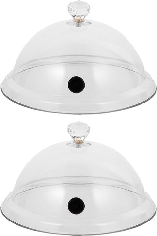 MERRYHAPY 2Pcs Smoking Dome Covers 10.23X10.23X5.51In Transparent Acrylic Smoke Infuser Lids Food Protective Covers for Molecular Cuisine Restaurant Kitchen Easy to Clean in Saudi Arabia