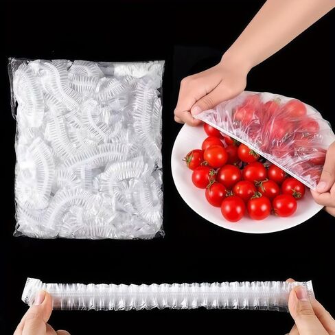 200PCS Reusable Elastic Bowl Storage Covers, Containers for Fresh Keeping Bads Storage Covers Kitchen, Fits Plates Fruits & Containers (9.84"/25cm) in Saudi Arabia