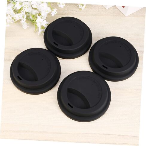 BESTOYARD Reusable Silicone Coffee Mug Lids Set of 4 with Drinking Hole and Air Vent Leak-Resistant Cup Covers for Hot and Cold Beverage Travel Cups 3.74In Diameter in Saudi Arabia