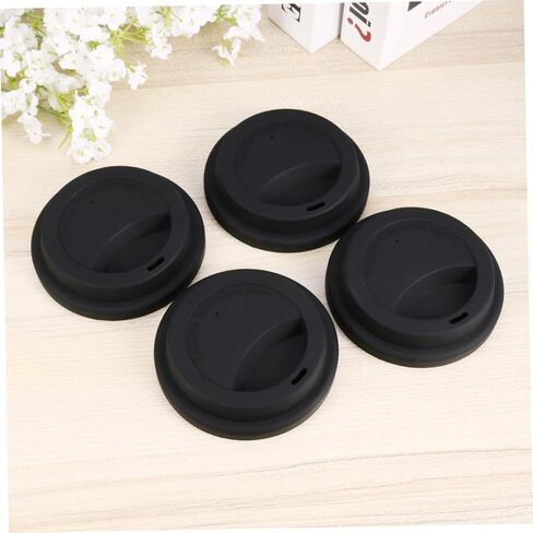 BESTOYARD Reusable Silicone Coffee Mug Lids Set of 4 with Drinking Hole and Air Vent Leak-Resistant Cup Covers for Hot and Cold Beverage Travel Cups 3.74In Diameter in Saudi Arabia