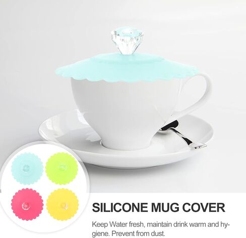 DOITOOL Set of 6 Silicone Mug Covers 4.13 Inch Diamond Flower Pattern Cup Lids Reusable Airtight Drink Cup Seals for Home and Office in Saudi Arabia