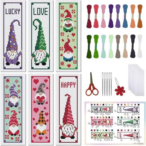 FreeBloss 6 Set Cross Stitch Lockmark Kit Stamped Cross Stitch Kit Mushroom Bush Progroidery مع تعليمات للبالغين 8 ''*2.4 '' in Kuwait